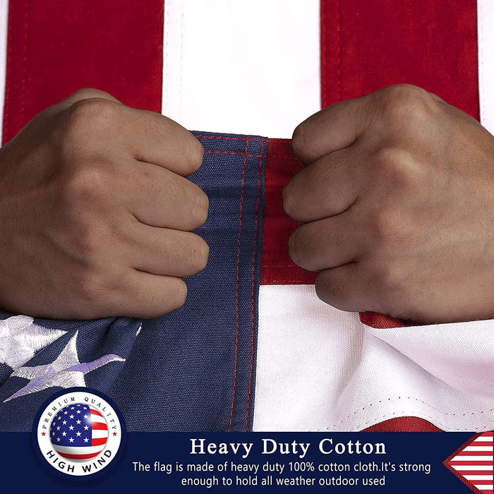 This Folded Memorial Flag American US Cotton Flag 5'x9.5' Premium 100% Cotton For Veteran, Embroidered Stars, Sewn Stripes, 4 Rows of Lock Stitching, Brass Grommets USA Burial Casket Flags, Memorial Flag American US Cotton Flag 5'x9.5' Premium 100% Cotton, The Military Gift Store, Folded Memorial Flag