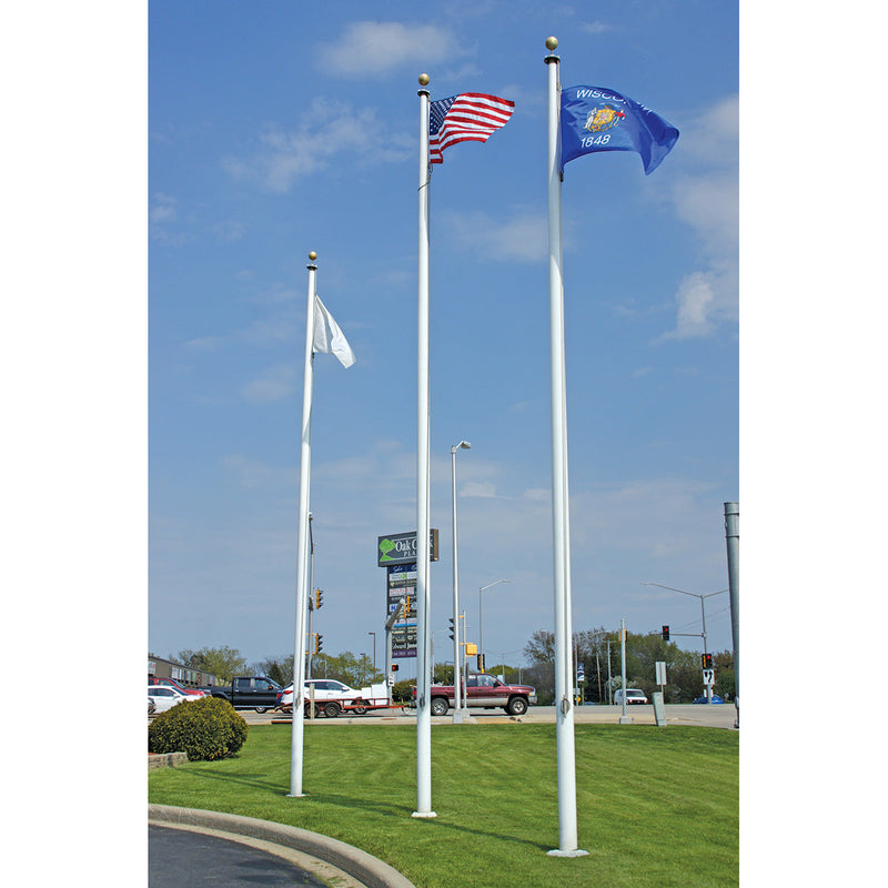Aluminum Flagpole - External Rope - Heavy Duty, Lifetime Warranty - Made in USA