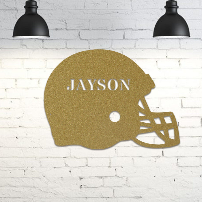 Football Helmet Personalized Metal Sign - Custom Football Decor | Durable Outdoor Wall Art