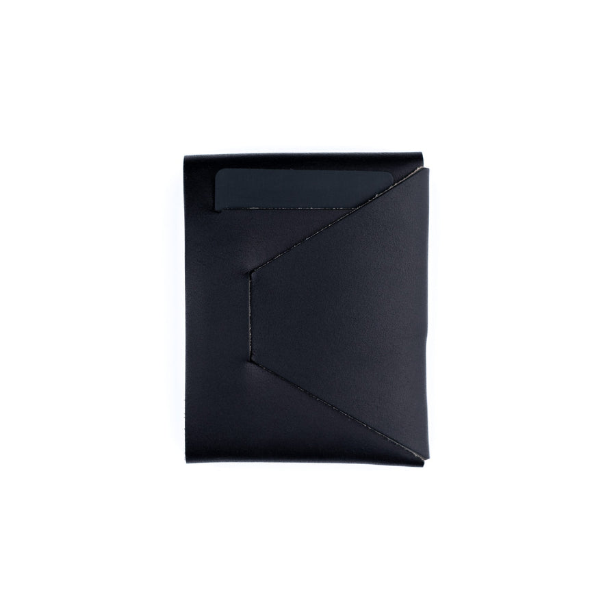Black Franklin 2 leather wallet, rear quick-access pocket holding a card