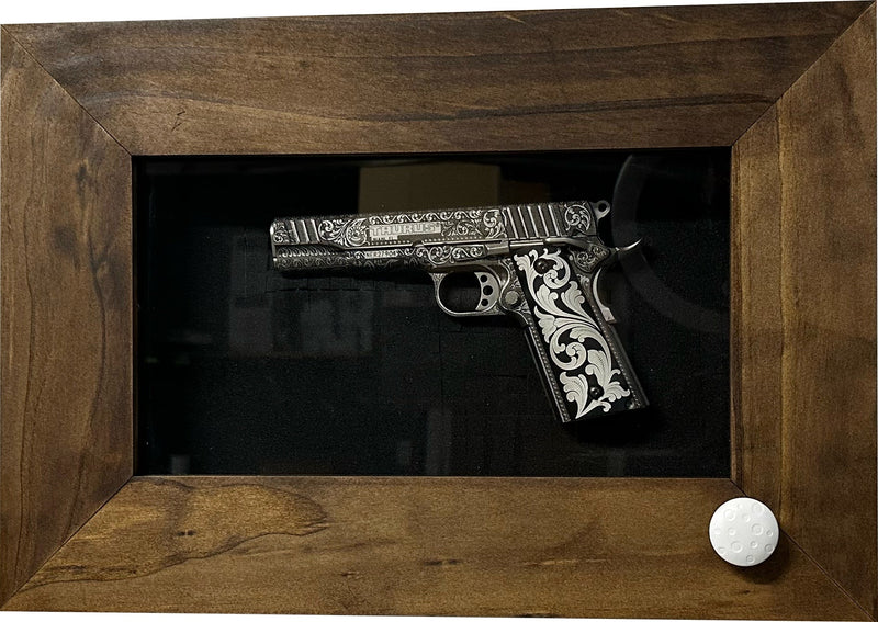 Gun Display Cabinet with Magnetic Gun Mount and Secure Magnetic Lock