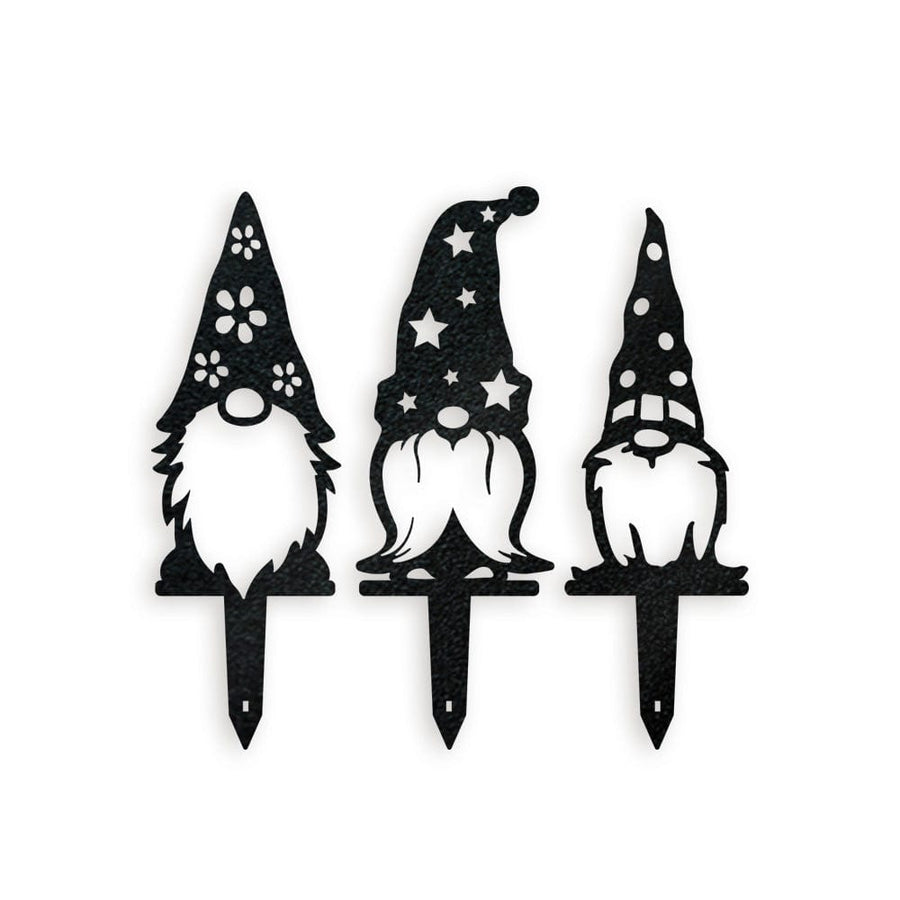 Garden Decor Hat Gnome Set - 3 Metal Yard Signs