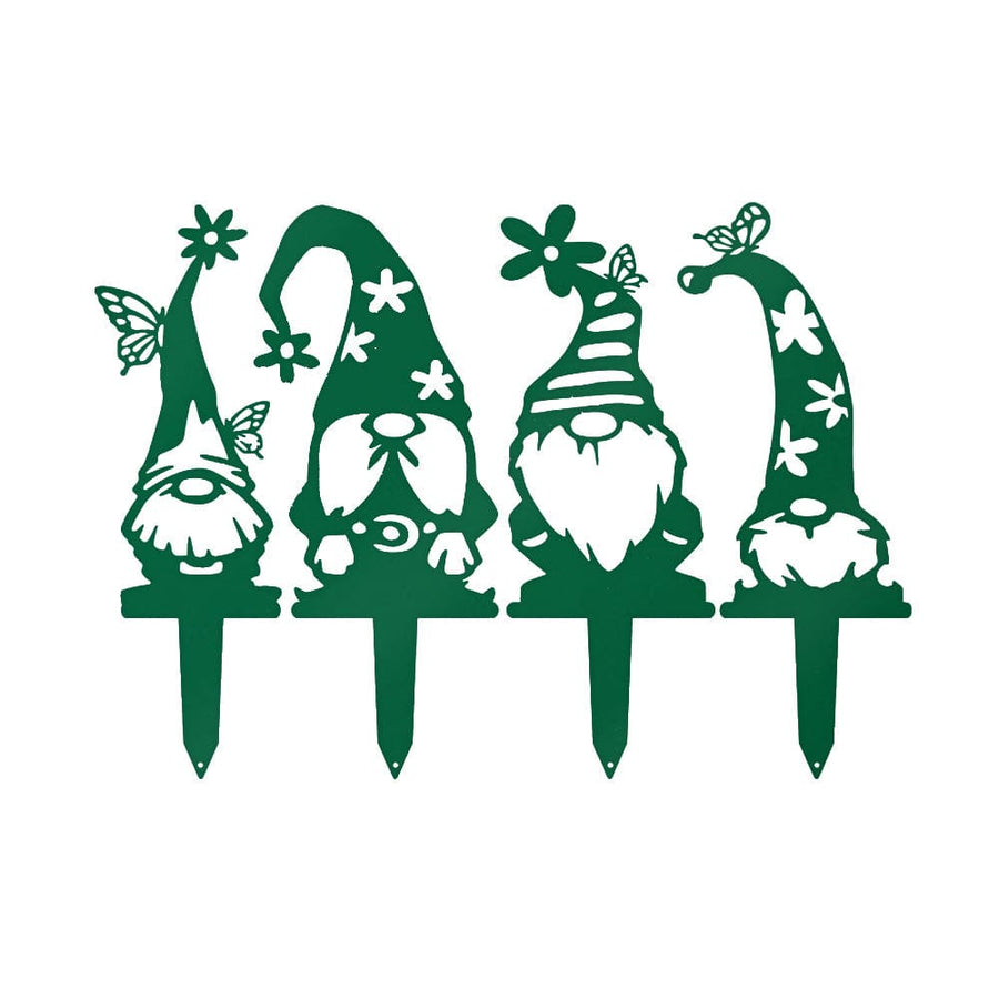 Garden Gnome Set - 4 Metal Yard Signs
