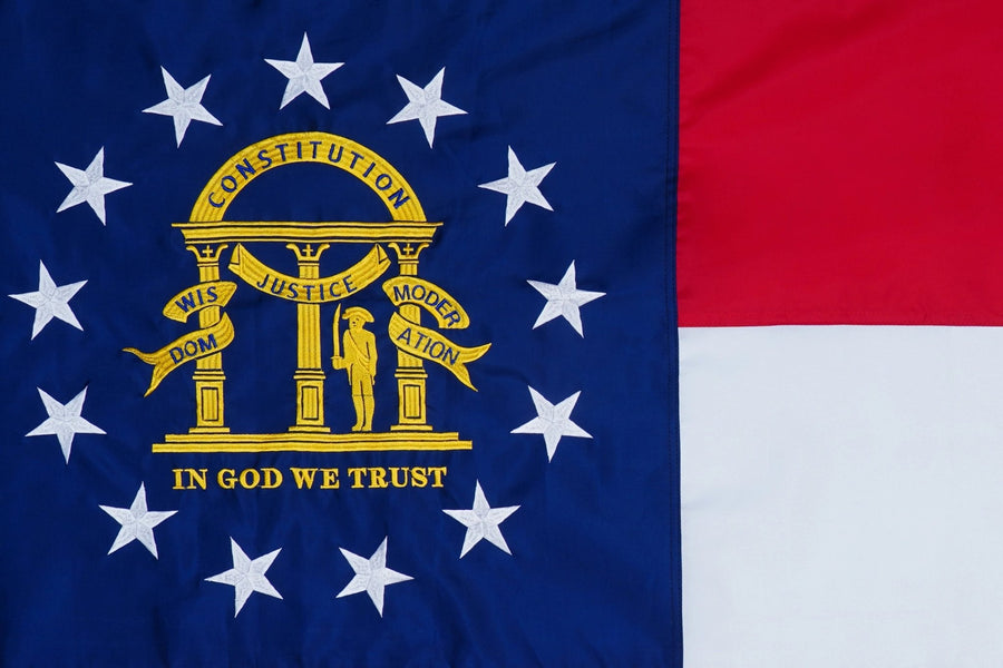 Georgia State Flag design and stitching in close-up