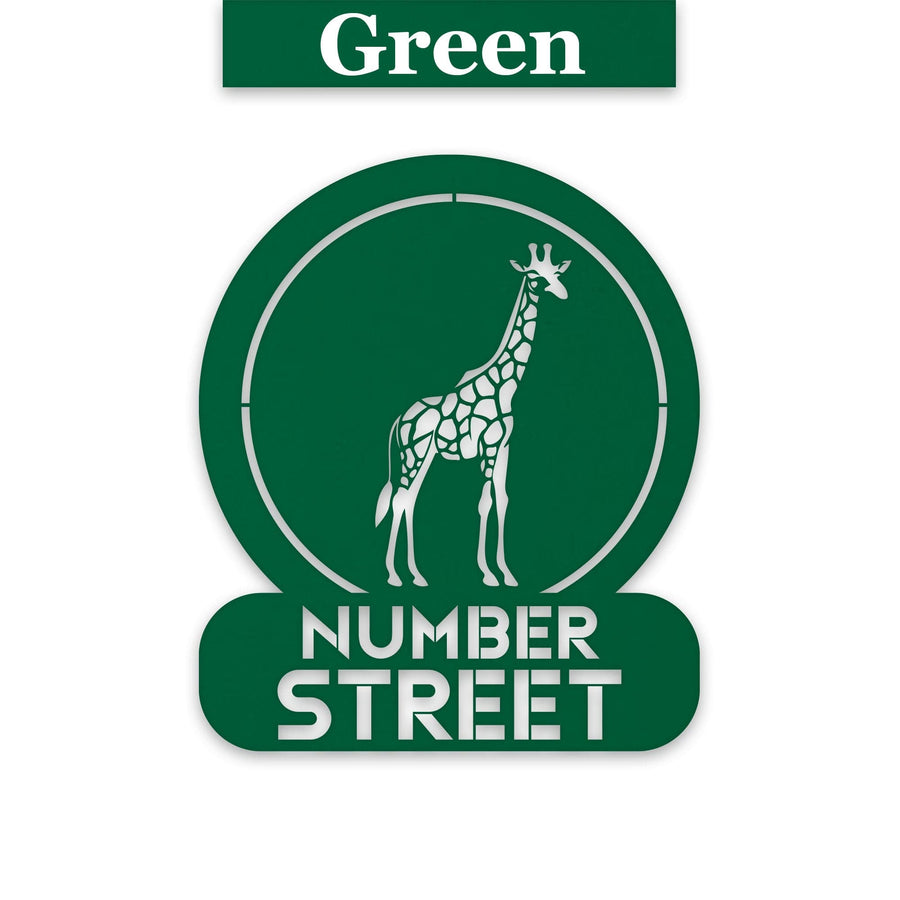 Giraffe Circle Customizable Metal Address or Nameplate
