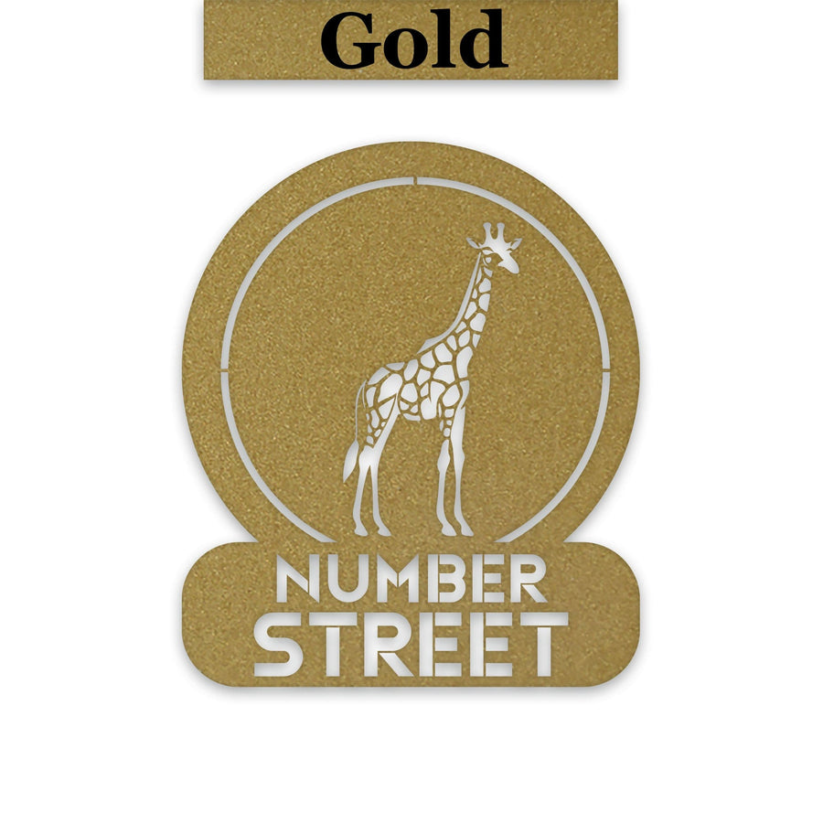 Giraffe Circle Customizable Metal Address or Nameplate