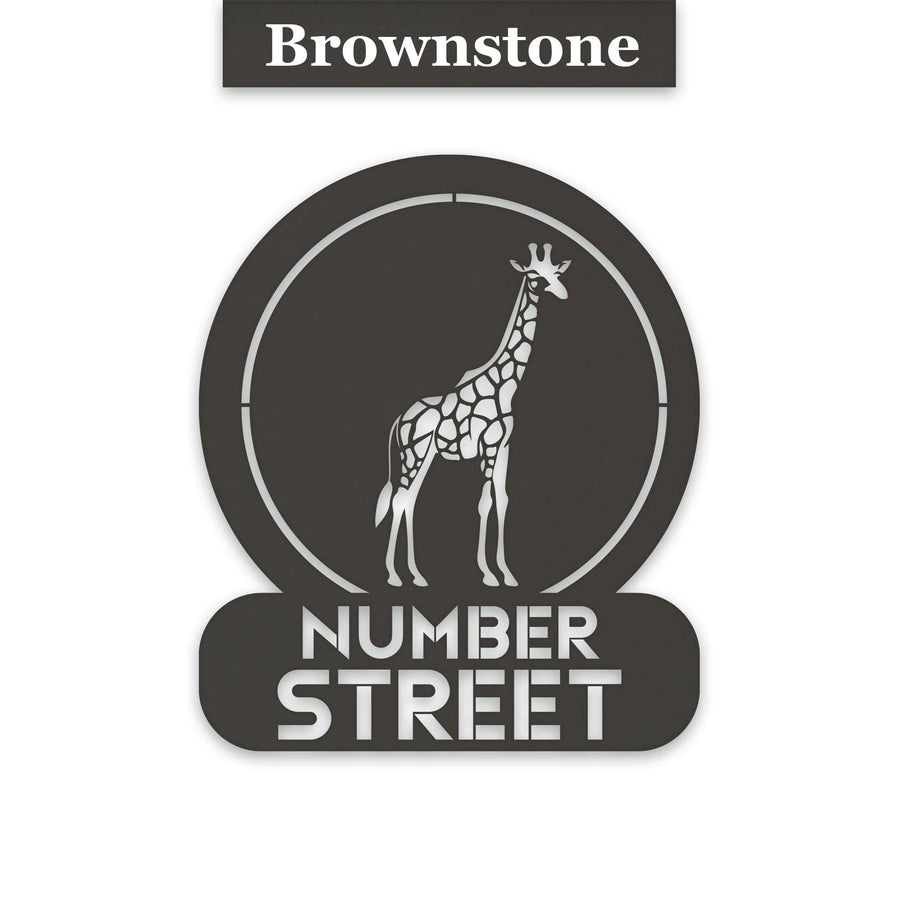 Giraffe Circle Customizable Metal Address or Nameplate