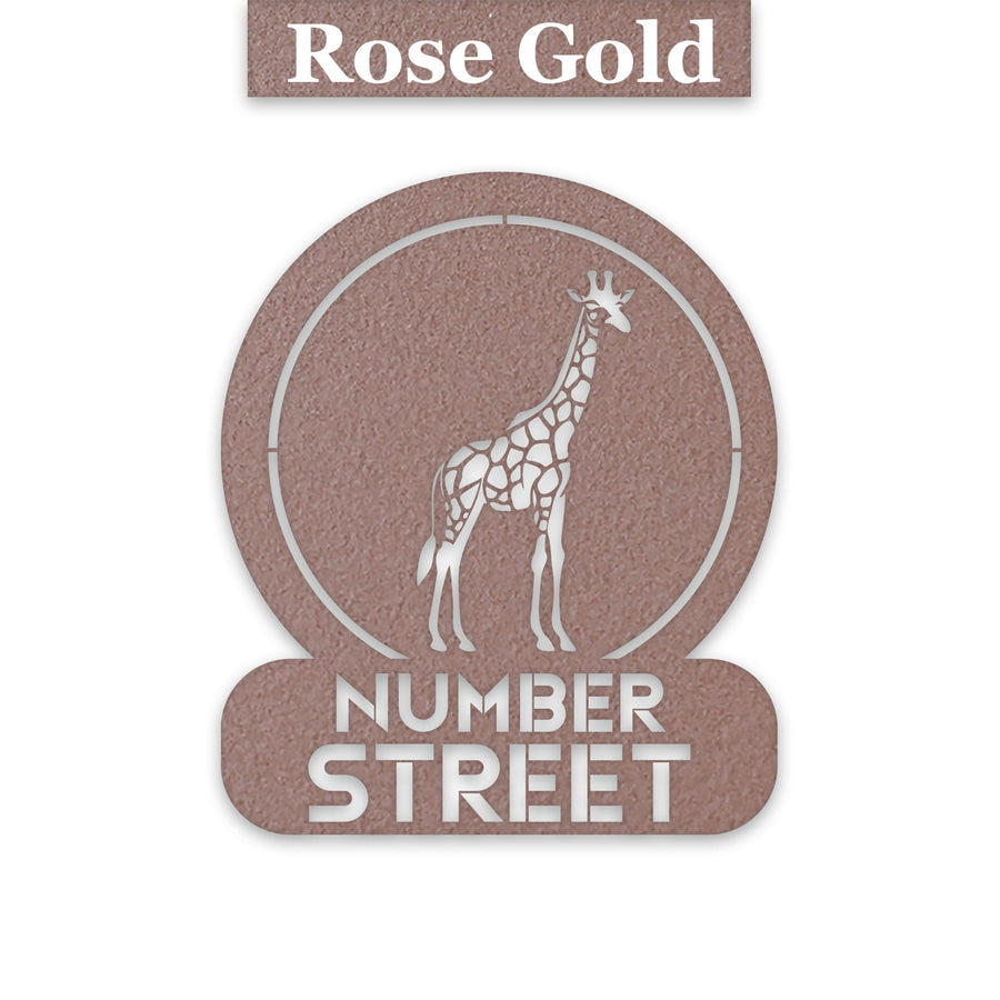 Giraffe Circle Customizable Metal Address or Nameplate