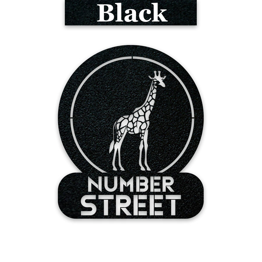 Giraffe Circle Customizable Metal Address or Nameplate