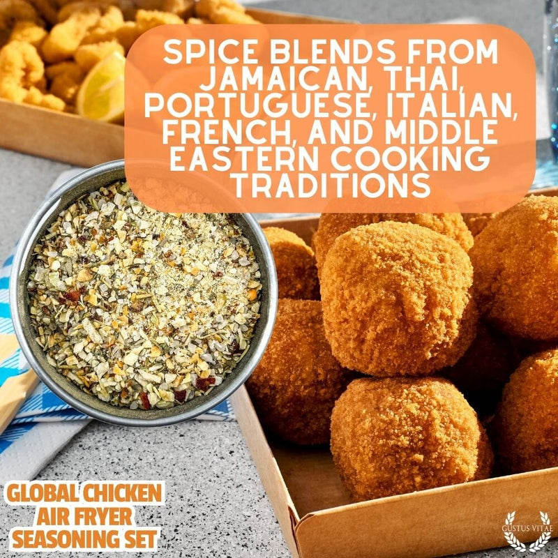 Global Chicken Air Fryer Seasoning Set - Artisanal Spice Blends Six Pack Collections & Gift Sets Gustus Vitae