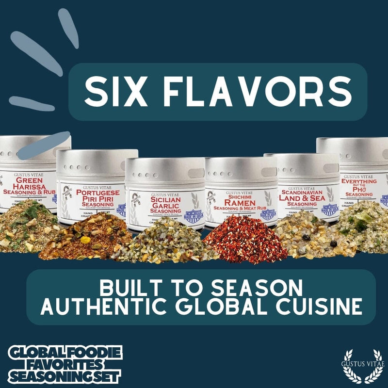 Global Foodie Favorites | World-Spanning 6 Pack Collection | Authentic Gourmet Seasonings and Spice Blends Collections & Gift Sets Gustus Vitae