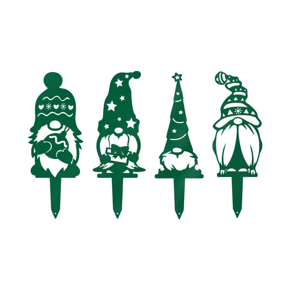 Gnome Christmas Set - 4 Metal Yard Signs