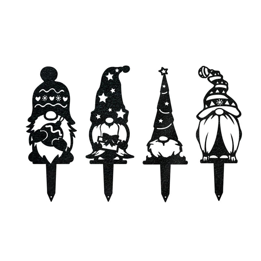Gnome Christmas Set - 4 Metal Yard Signs