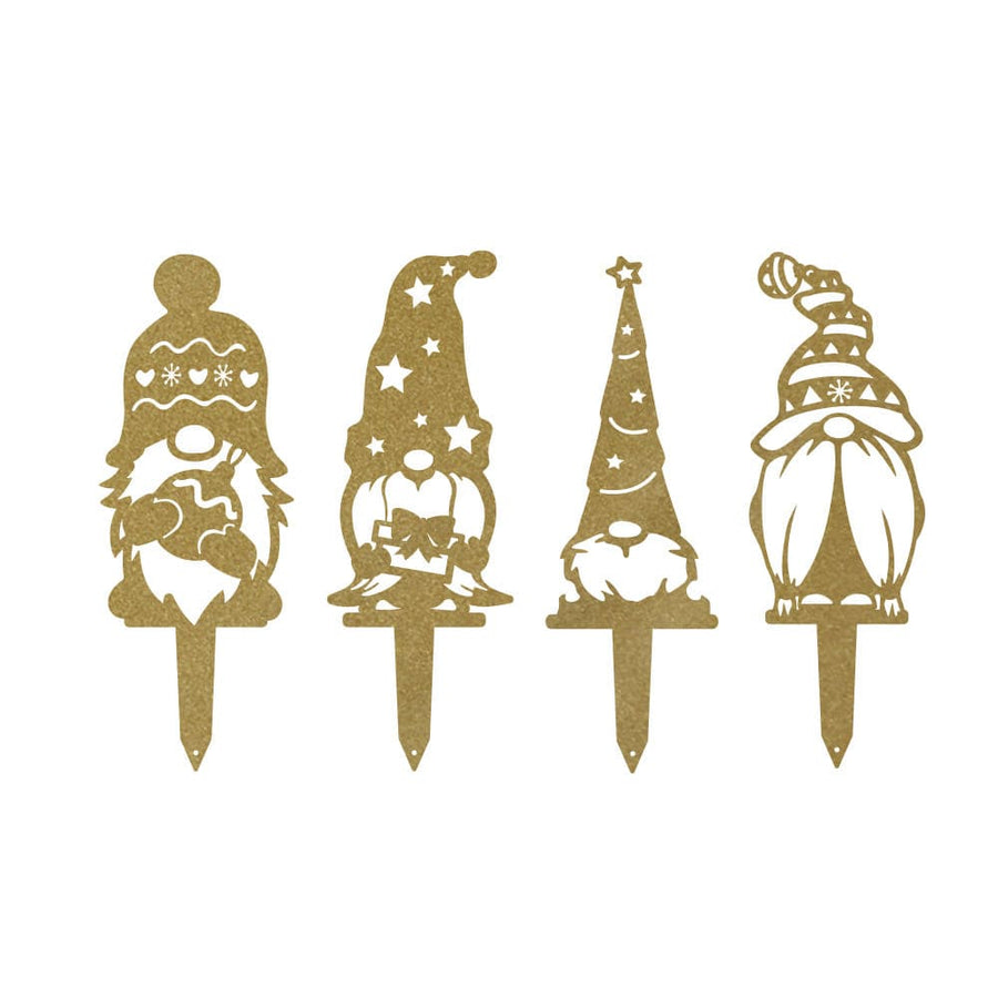 Gnome Christmas Set - 4 Metal Yard Signs