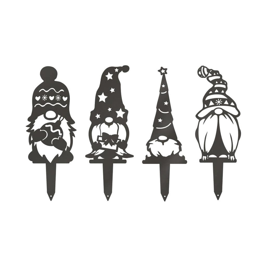 Gnome Christmas Set - 4 Metal Yard Signs