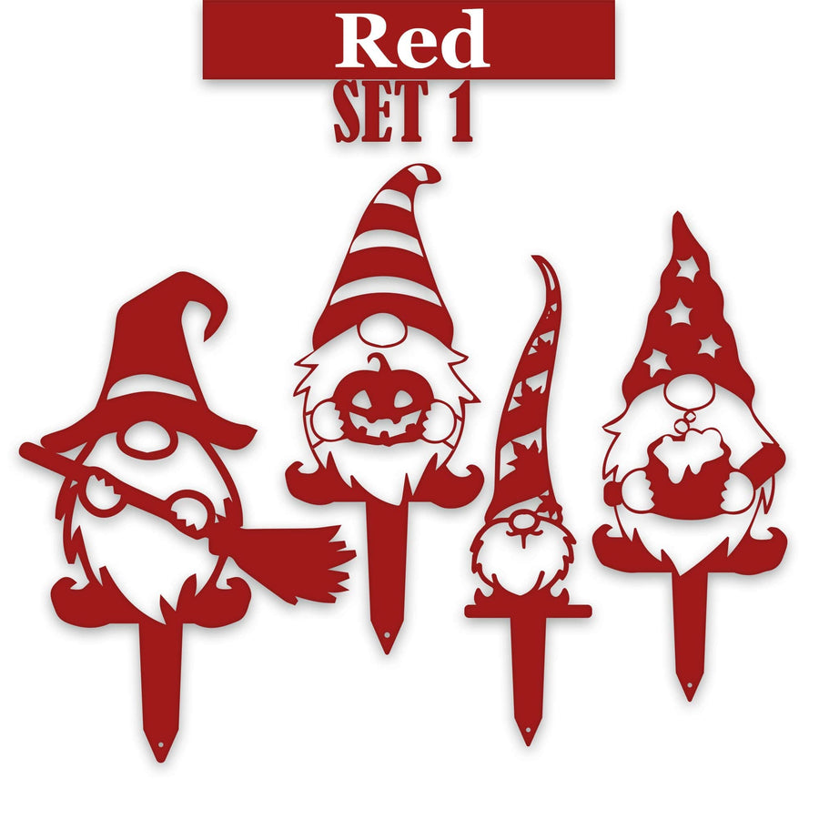 Gnome Fall Halloween Set - 4 Metal Yard Signs