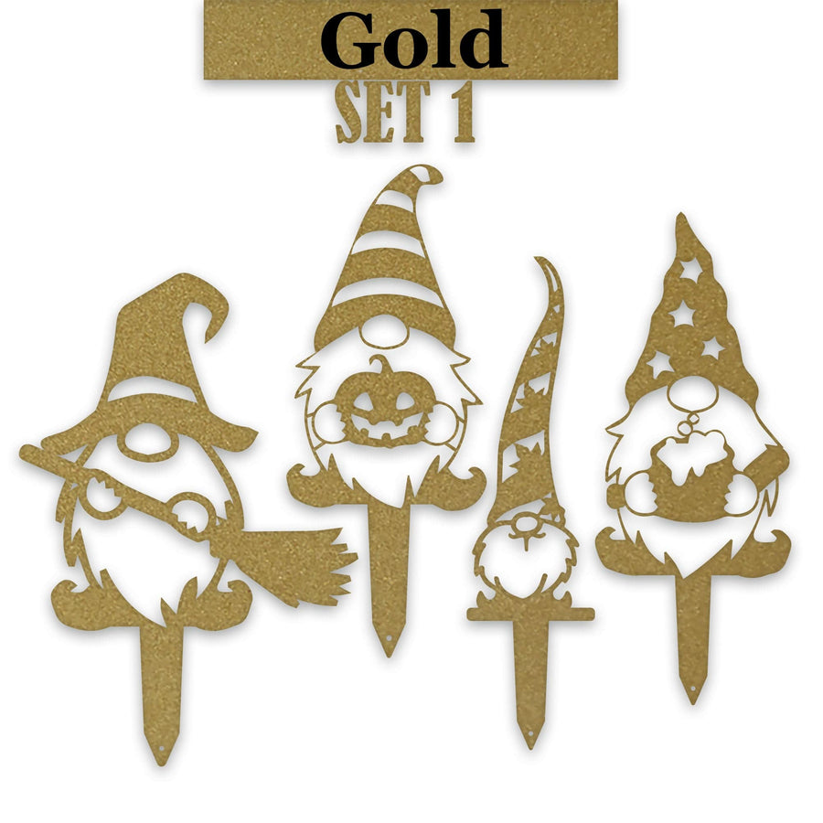 Gnome Fall Halloween Set - 4 Metal Yard Signs