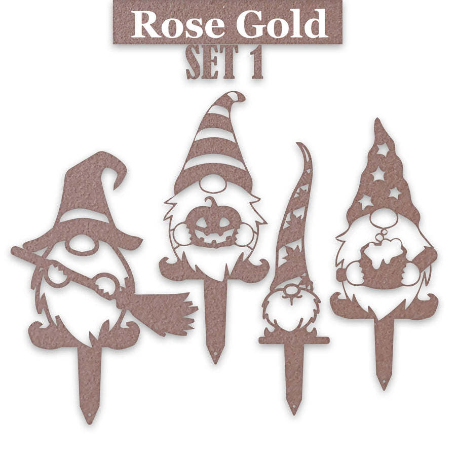 Gnome Fall Halloween Set - 4 Metal Yard Signs