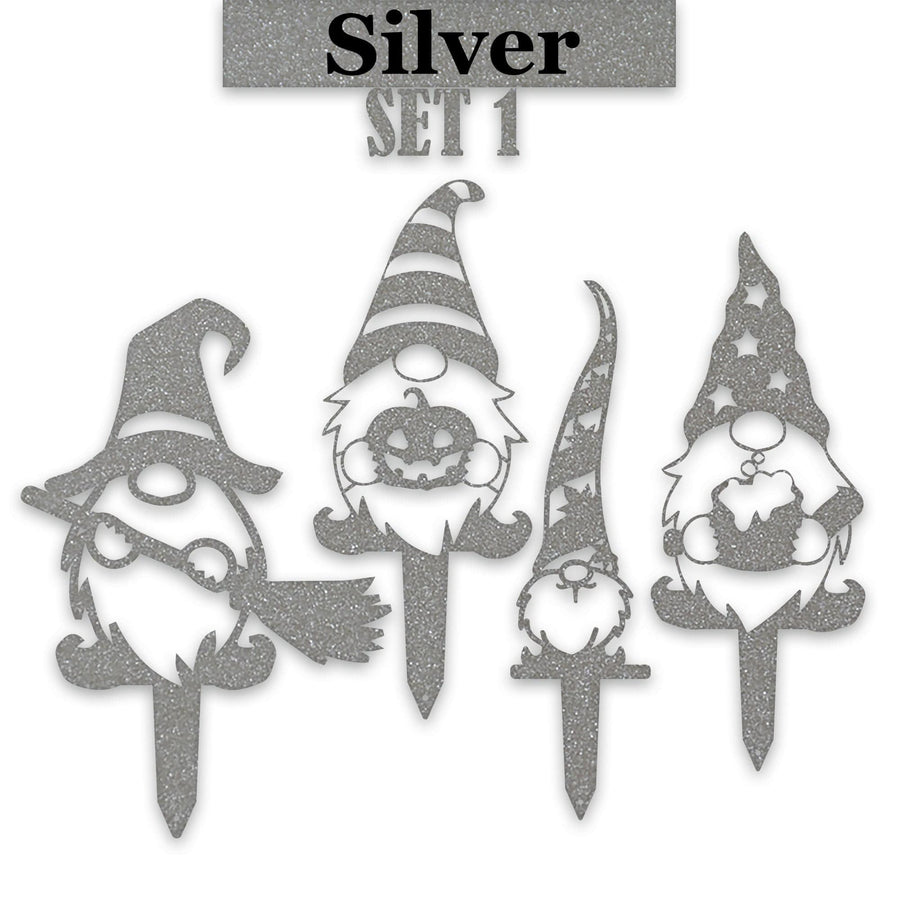 Gnome Fall Halloween Set - 4 Metal Yard Signs