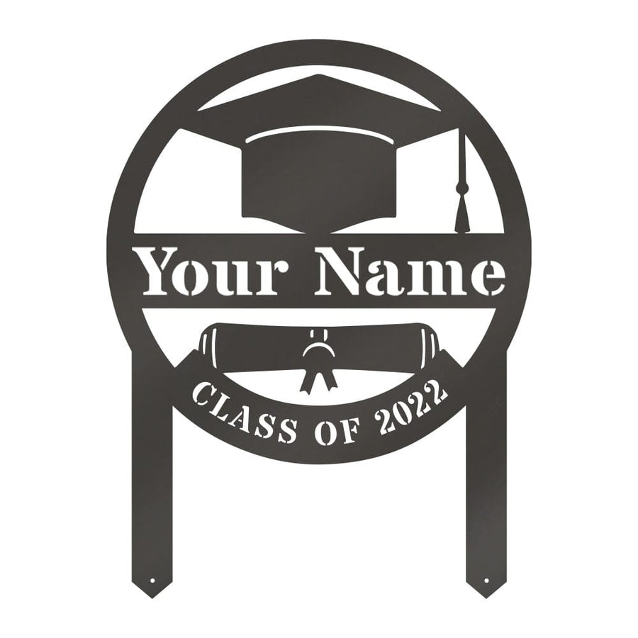 Graduation Lawn Plaque - Custom Monogram Metal Sign for Outdoor Celebration