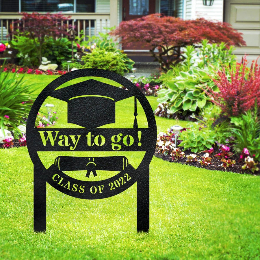 Graduation Lawn Plaque - Custom Monogram Metal Sign for Outdoor Celebration