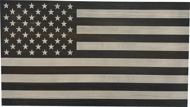 American Flag Decorative & Secure Wall-Mounted Gun Cabinet (Gray & White)