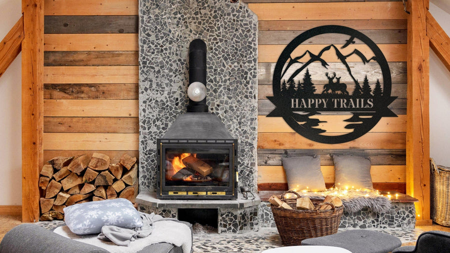 Outdoor Deer Monogram | Rustic Metal Wall Art - Durable Powder Coated Sign