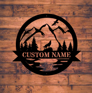 Great Outdoor Howling Wolf Monogram