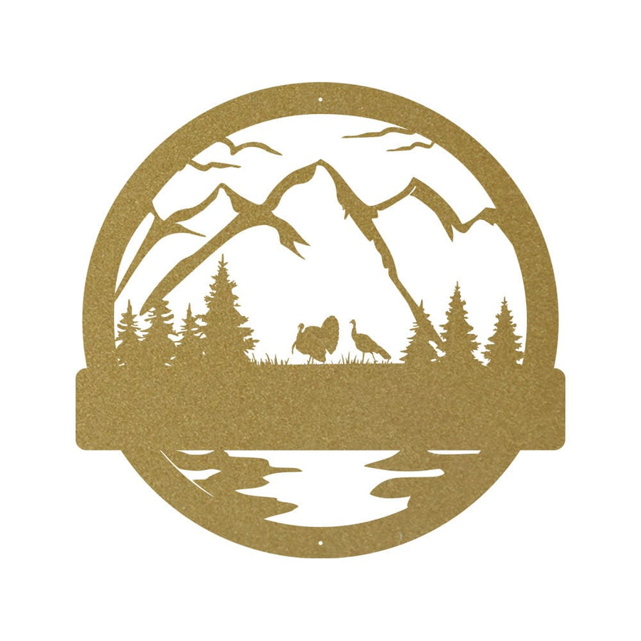 Outdoor Turkey Monogram - Rustic Metal Wall Art, Durable Powder Coated Sign