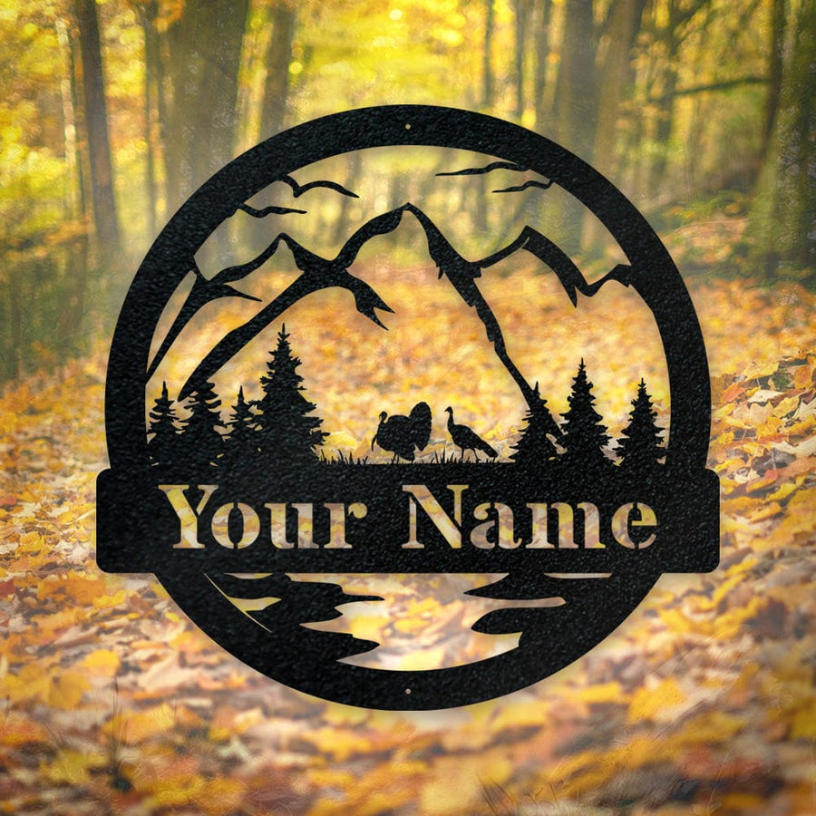 Outdoor Turkey Monogram - Rustic Metal Wall Art, Durable Powder Coated Sign