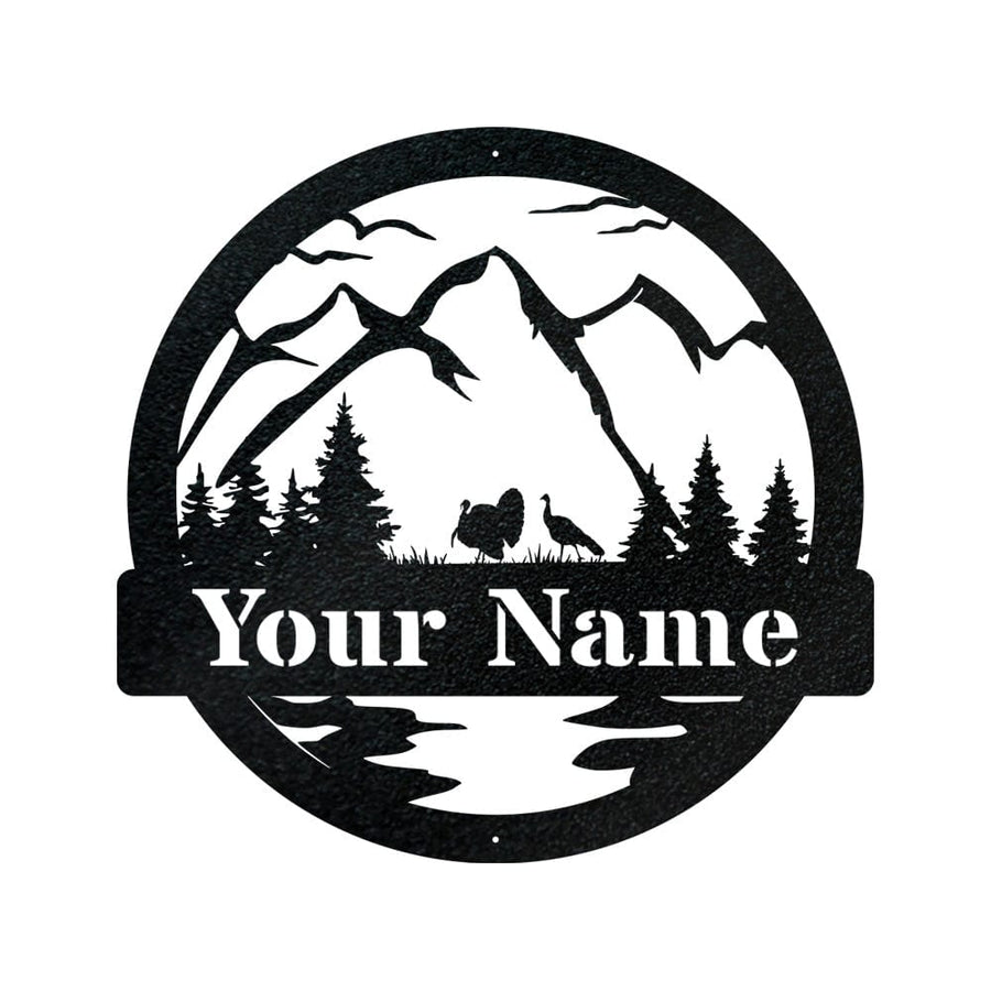 Outdoor Turkey Monogram - Rustic Metal Wall Art, Durable Powder Coated Sign