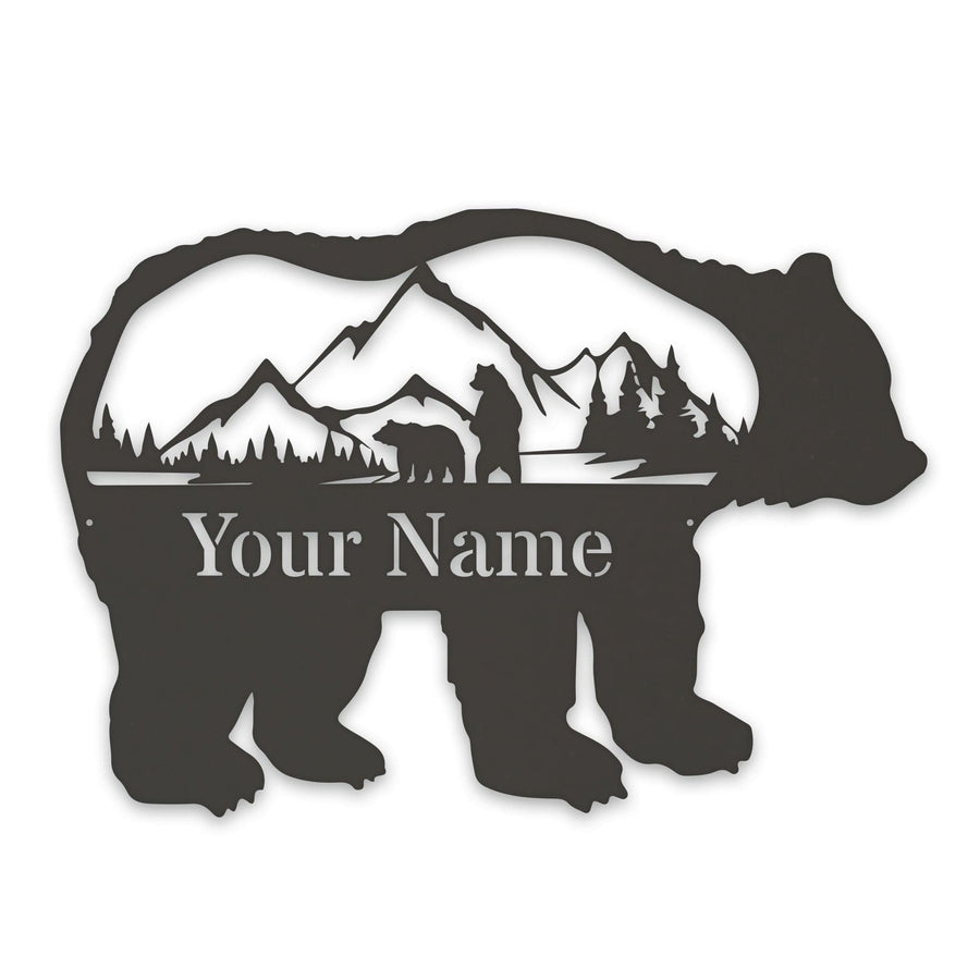 Great Outdoors- Grizzly with Scenery Personalized Metal Sign