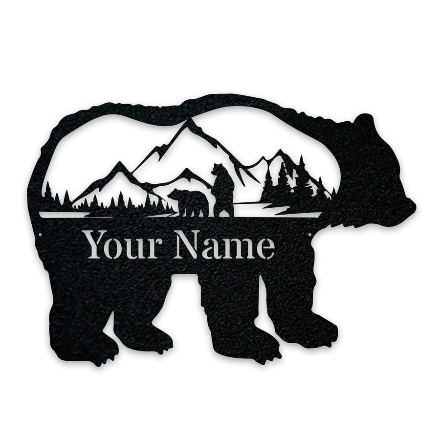 Great Outdoors- Grizzly with Scenery Personalized Metal Sign