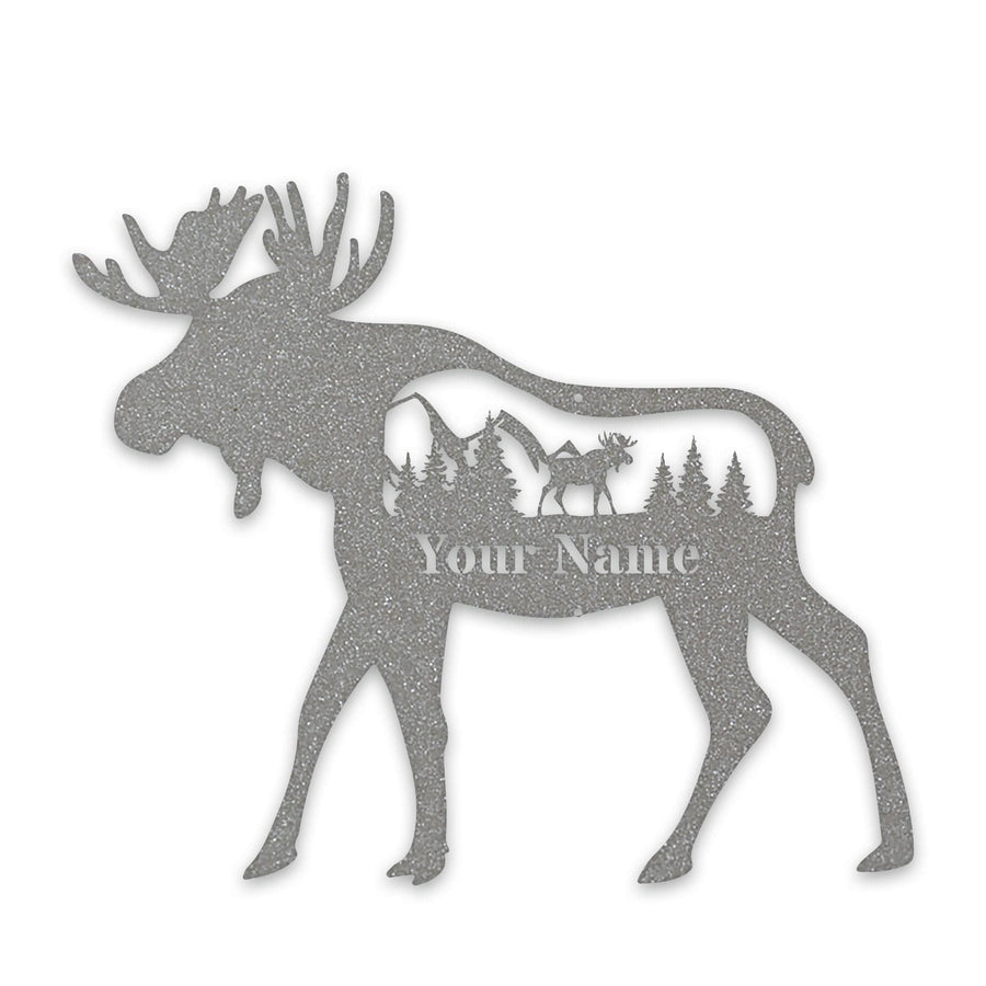Great Outdoors Moose with Scenery Personalized Metal Sign