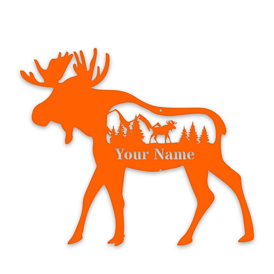 Great Outdoors Moose with Scenery Personalized Metal Sign