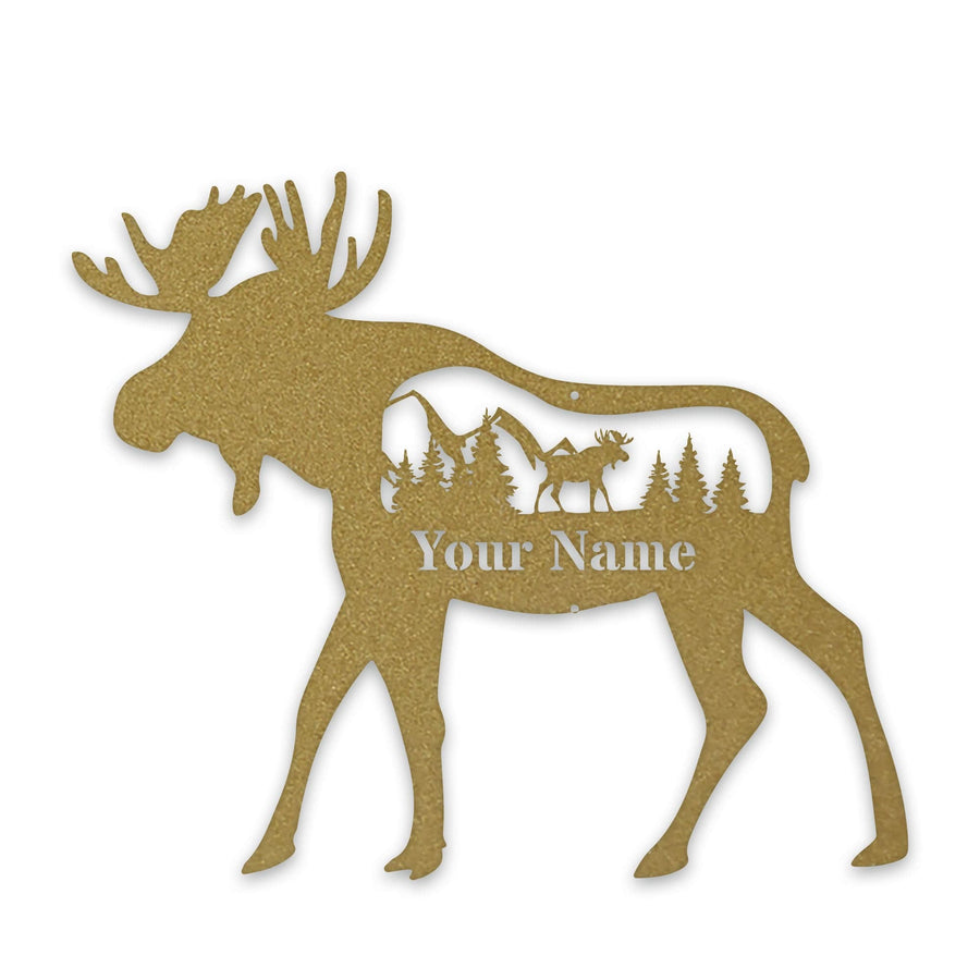 Great Outdoors Moose with Scenery Personalized Metal Sign