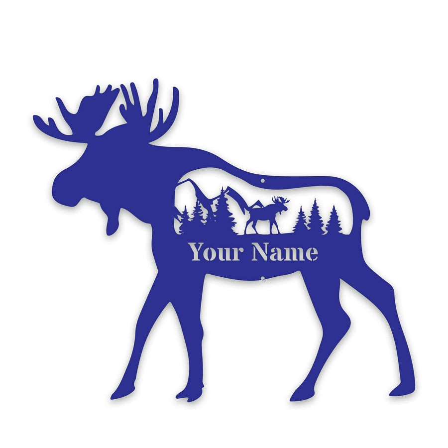 Great Outdoors Moose with Scenery Personalized Metal Sign