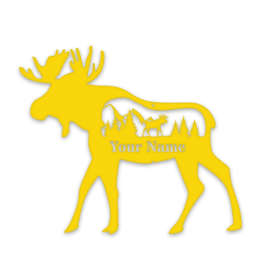 Great Outdoors Moose with Scenery Personalized Metal Sign