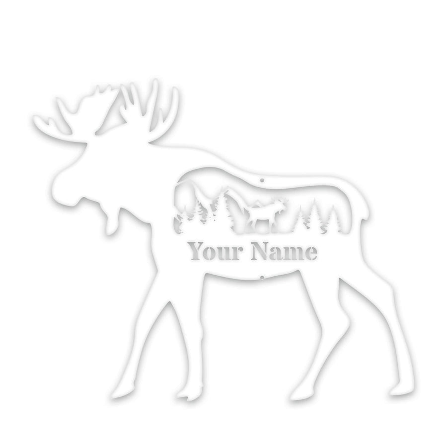 Great Outdoors Moose with Scenery Personalized Metal Sign