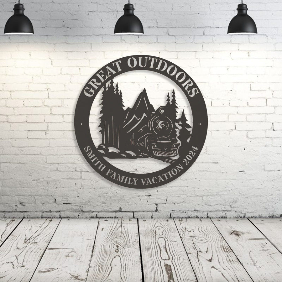 Great Outdoors Train Custom Metal Sign
