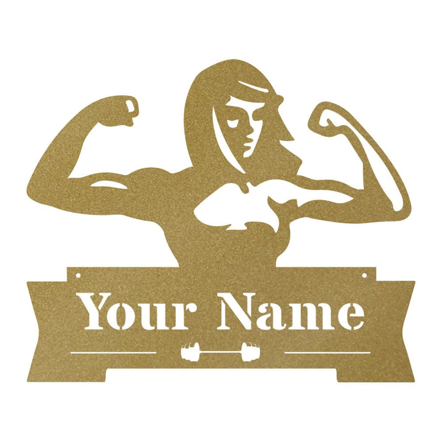 Lady Fitness Monogram Sign - Personalized Metal Wall Art for Gym Room Decoration