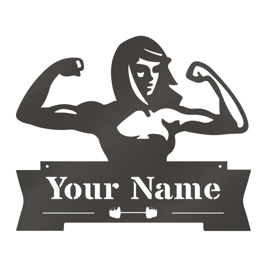 Lady Fitness Monogram Sign - Personalized Metal Wall Art for Gym Room Decoration
