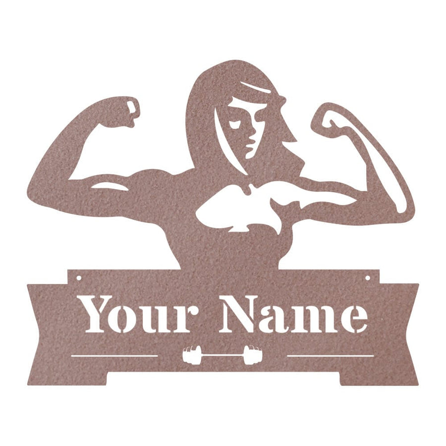 Lady Fitness Monogram Sign - Personalized Metal Wall Art for Gym Room Decoration