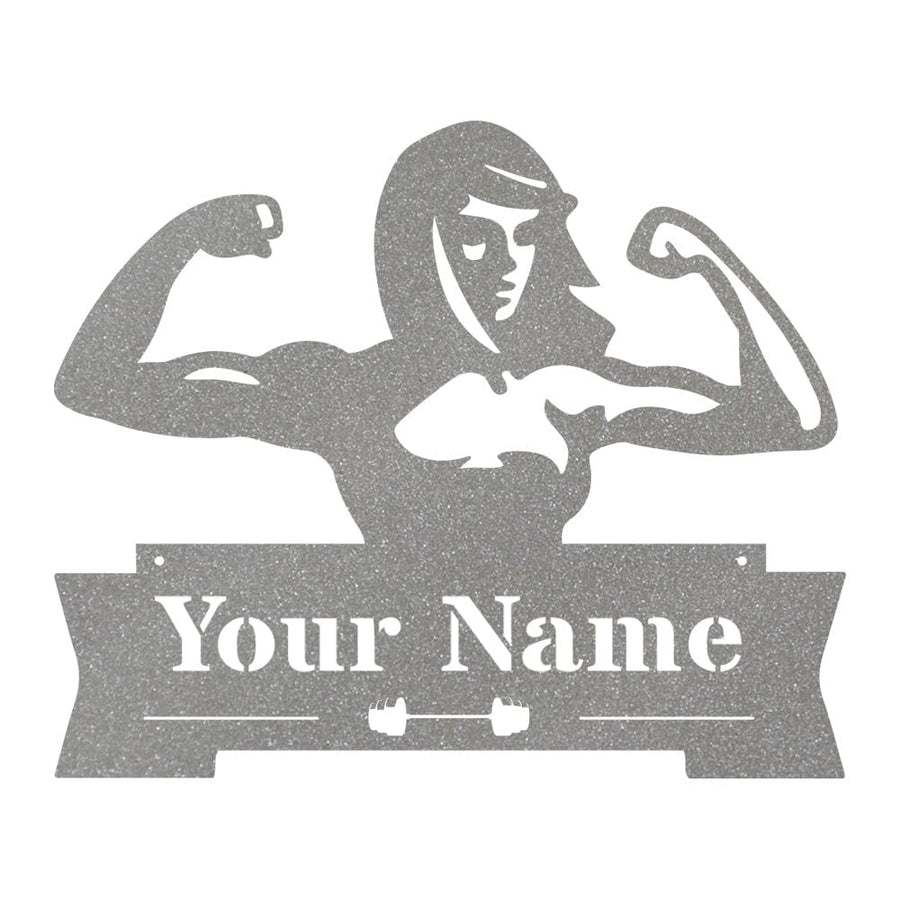 Lady Fitness Monogram Sign - Personalized Metal Wall Art for Gym Room Decoration