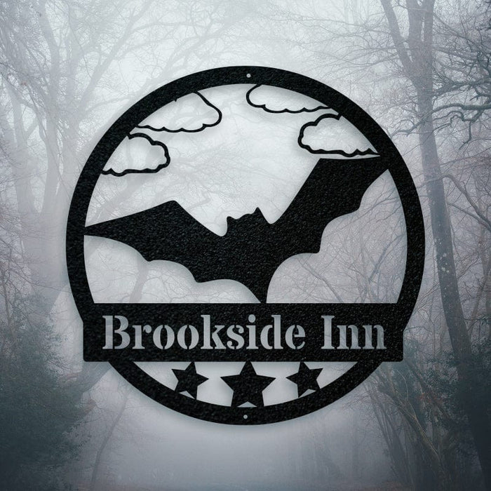 Halloween Bat Metal Name Sign