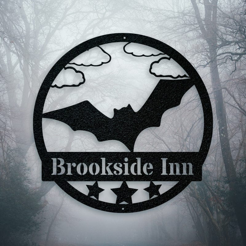 Halloween Bat Metal Name Sign