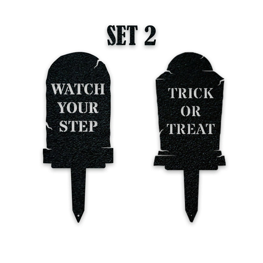 Halloween Grave Yard Stake Set - 2 Metal Yard Signs