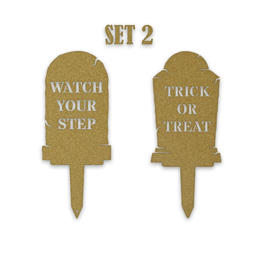 Halloween Grave Yard Stake Set - 2 Metal Yard Signs