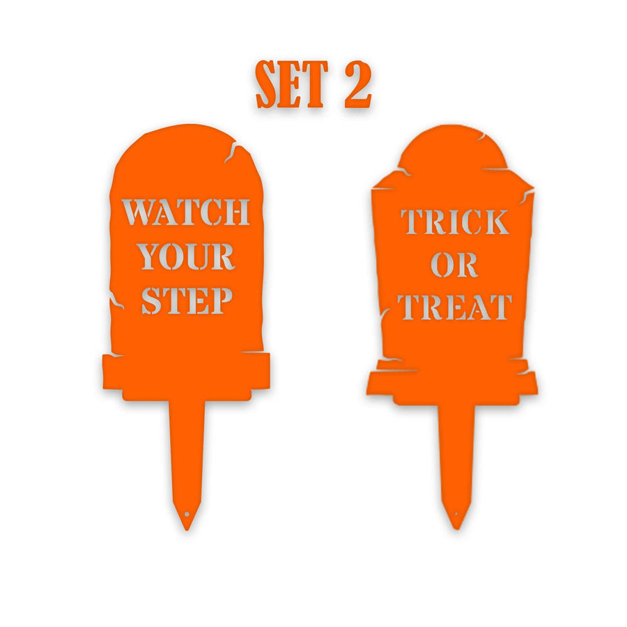 Halloween Grave Yard Stake Set - 2 Metal Yard Signs