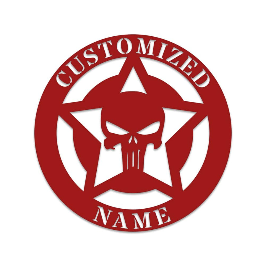 Halloween Punisher Skull Monogram - Metal Skull Decor